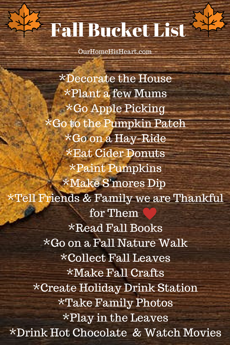 Fall Bucket List 2017